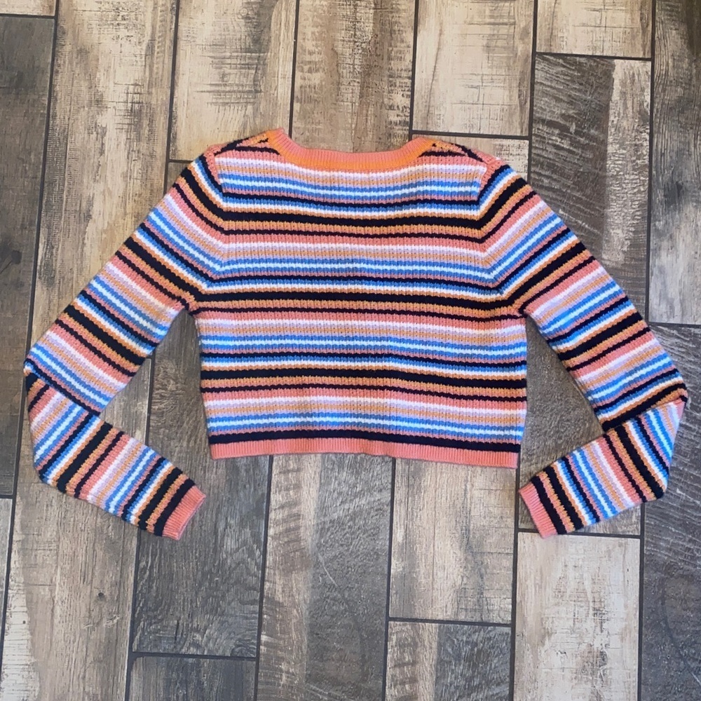 Beyond the Radar Striped Cropped Cardigan Sweater - Picture 2 of 10